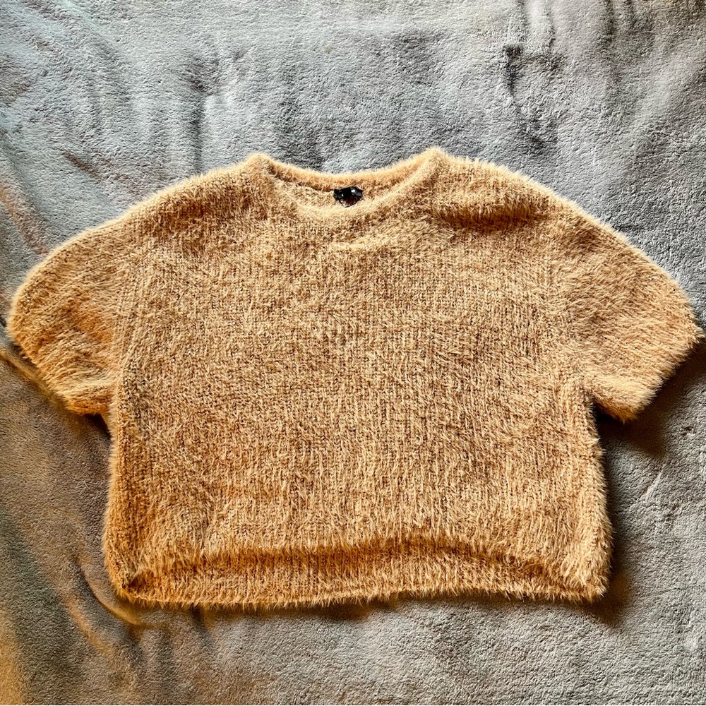 EXPRESS Short Sleeve Fuzzy Sweater - Size XL